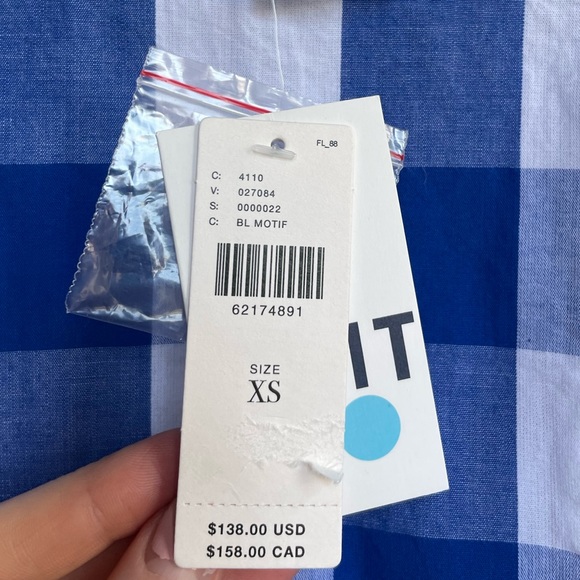 ANTHROPOLOGIE NWT WHIT Blue & White Gingham Checkered Plaid Ruffle Top XS - Picture 13 of 15